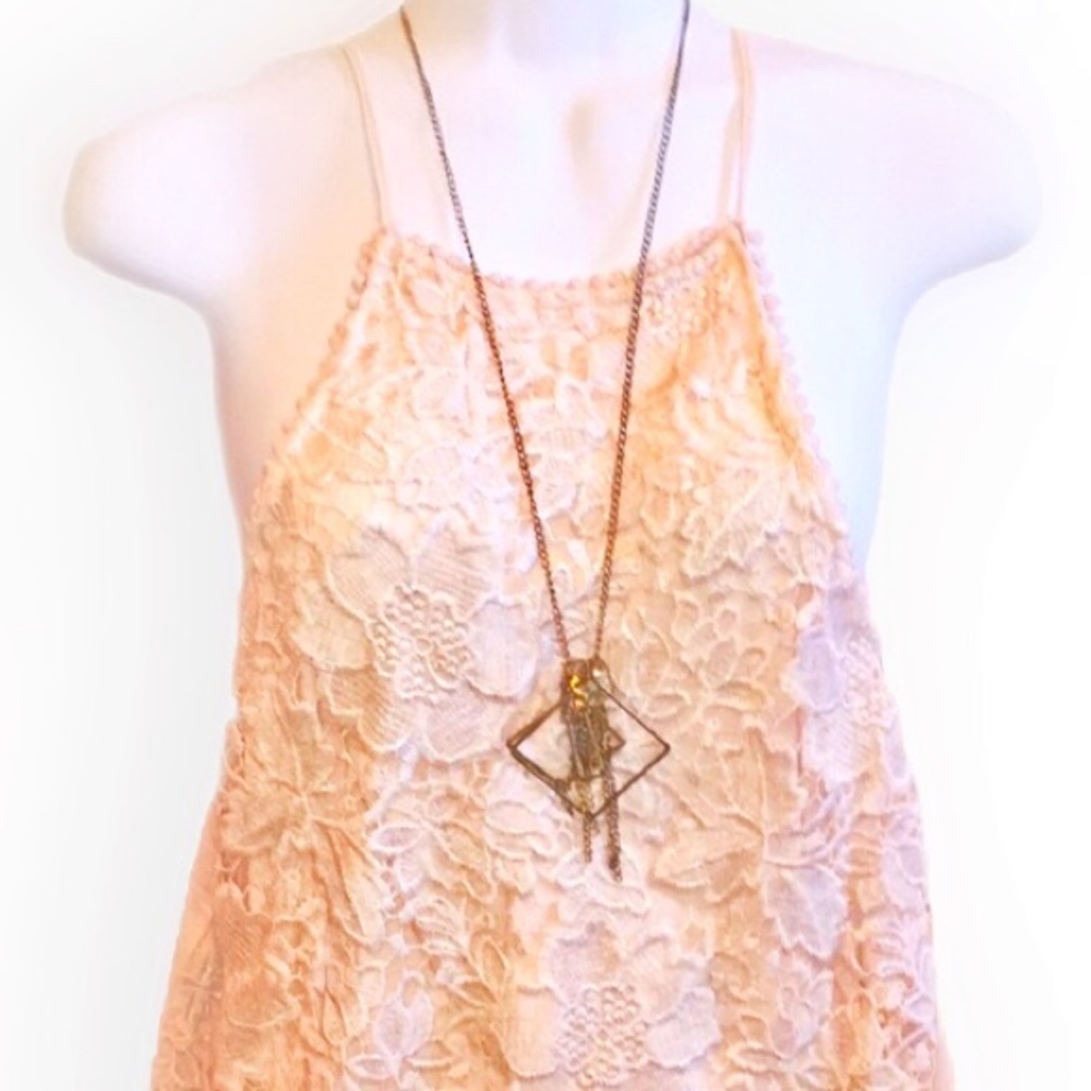 ModCloth pink lace floral tank 90s style - Picture 3 of 7